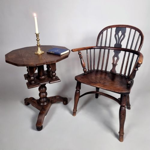 fig 4. Rare Charles II Period Oak Pillar Table c. 1660