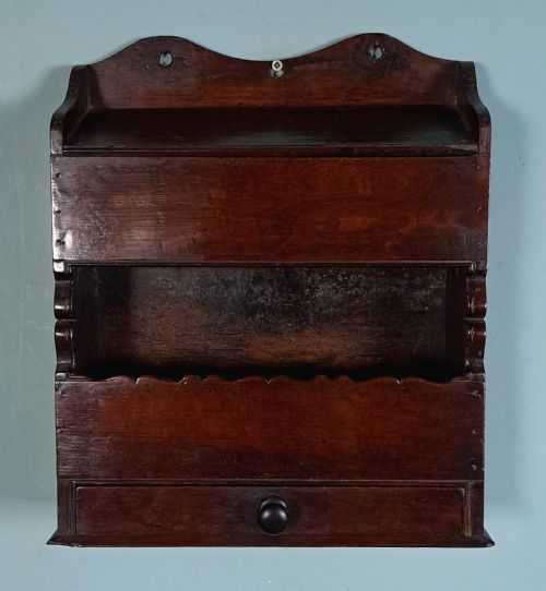 Queen Anne Candle Salt and Key Wall Hanging Elm Box C. 1710