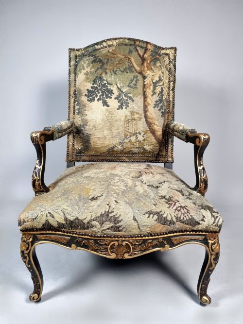 IMPORTANT GEORGE III PERIOD CARVED AND PAINTED GAINSBOROUGH CHAIR
