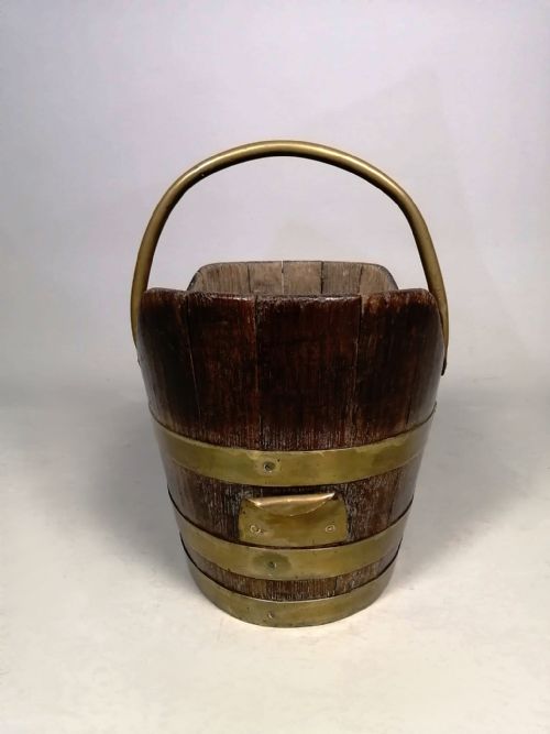RARE GEORGIAN BRASS BANDED COAL BUCKET C 1750 - ADDITIONAL PHOTO 2