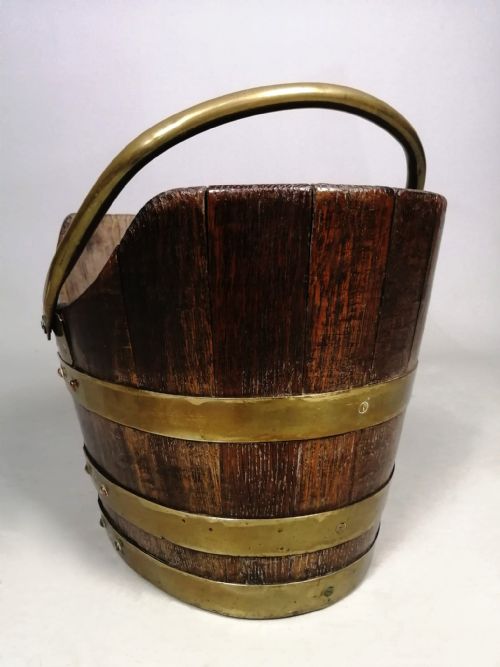RARE GEORGIAN BRASS BANDED COAL BUCKET C 1750 - ADDITIONAL PHOTO 5