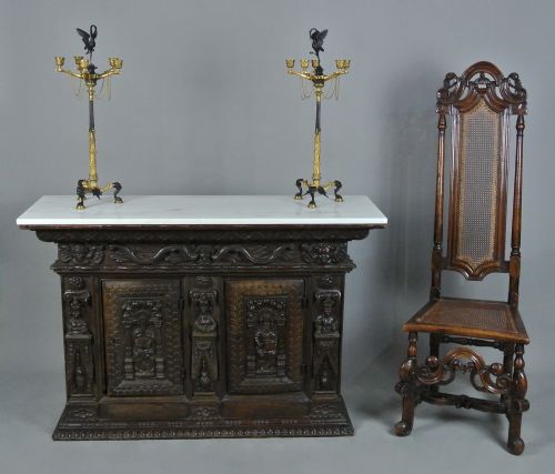 17TH CENTURY FIGURAL CARVED OAK LIVERY CUPBOARD - ADDITIONAL PHOTO 1
