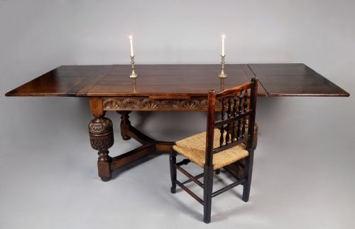 ANTIQUE OAK EXTENDING DINING TABLE SEATING 810 C1900 - ADDITIONAL PHOTO 2