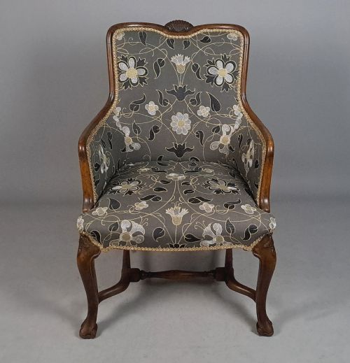LOVELY 19TH CENTURY WING ARM CHAIR IN THE QUEEN ANNE MANNER C 1850
