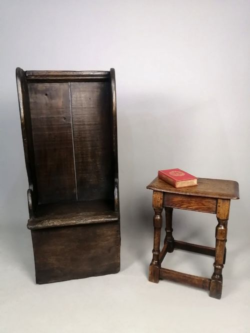17TH CENTURY STAINED FRUITWOOD CHILDS LAMBING CHAIR C 1680 - ADDITIONAL PHOTO 1