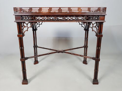 PADAUK GOTHIC CHIPPENDALE SILVER TABLE WITH CLUSTER COLUMN LEGS C 1830 - ADDITIONAL PHOTO 2