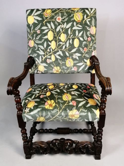 CAROLEAN SOLID WALNUT ARMCHAIR C 1670