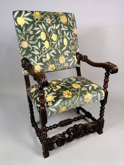 CAROLEAN SOLID WALNUT ARMCHAIR C 1670 - ADDITIONAL PHOTO 1