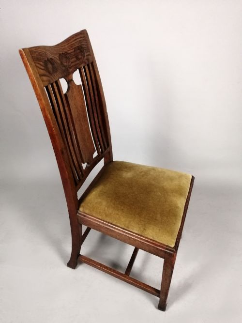 SET OF 8 ARTS AND CRAFTS OAK CHAIRS GLASGOW SCHOOL C 1900 - ADDITIONAL PHOTO 1