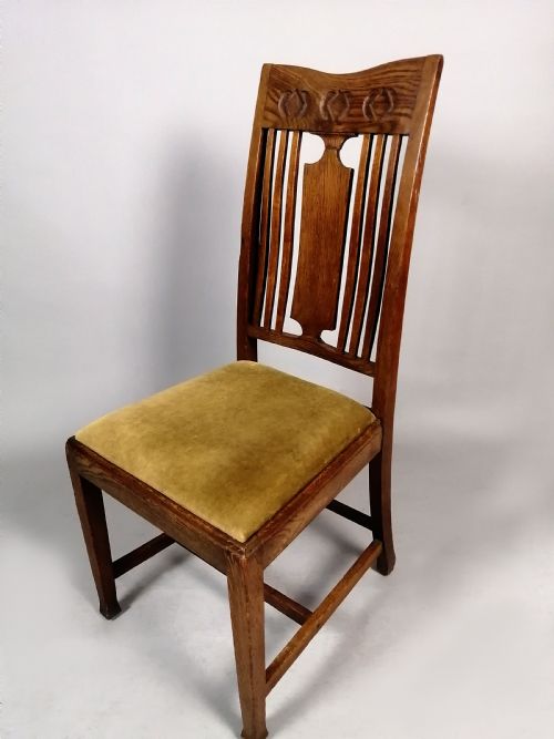 SET OF 8 ARTS AND CRAFTS OAK CHAIRS GLASGOW SCHOOL C 1900 - ADDITIONAL PHOTO 3