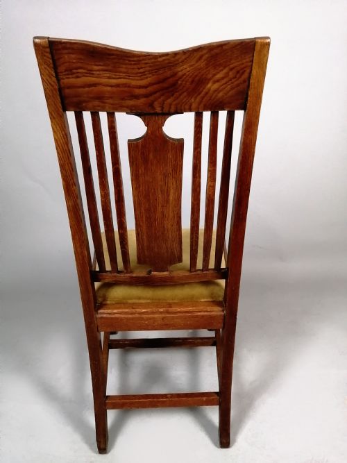 SET OF 8 ARTS AND CRAFTS OAK CHAIRS GLASGOW SCHOOL C 1900 - ADDITIONAL PHOTO 5