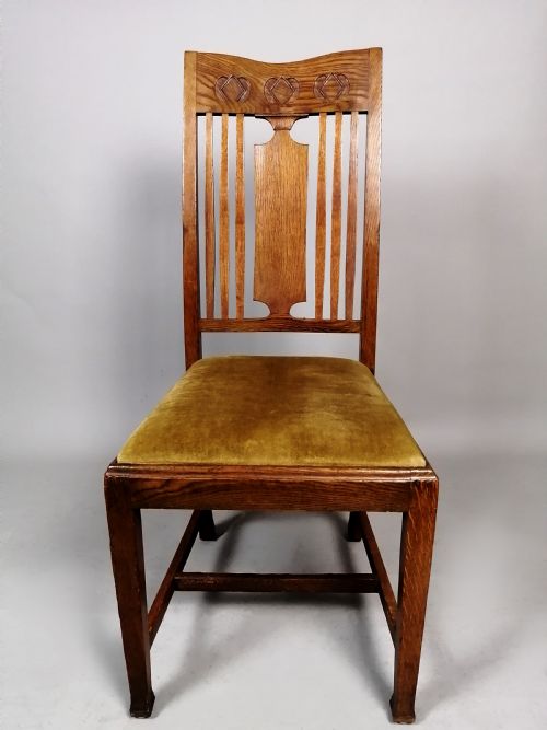 SET OF 8 ARTS AND CRAFTS OAK CHAIRS GLASGOW SCHOOL C 1900 - ADDITIONAL PHOTO 6