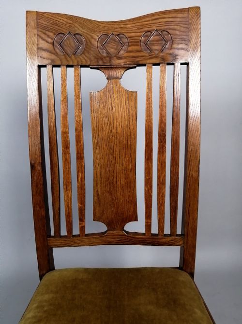 SET OF 8 ARTS AND CRAFTS OAK CHAIRS GLASGOW SCHOOL C 1900 - ADDITIONAL PHOTO 8