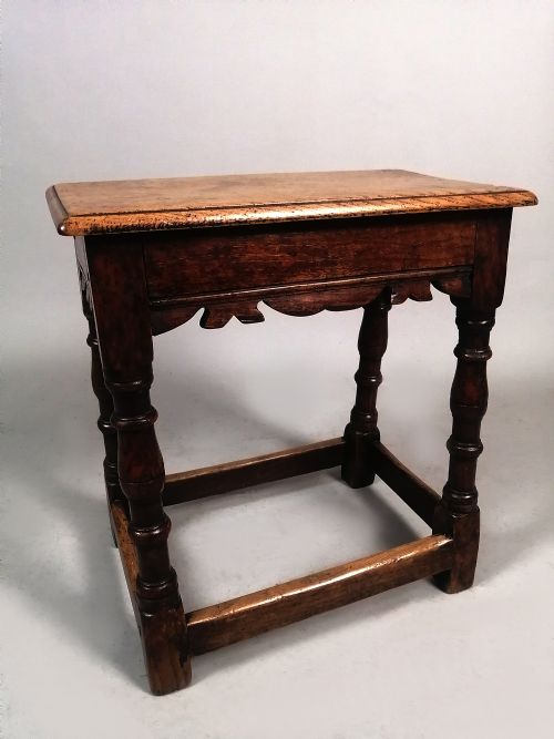 Early 18th Century Oak Joint or Coffin Stool C. 1710