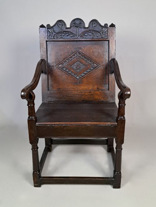 Early Oak Yorkshire Wainscot Armchair C. 1635