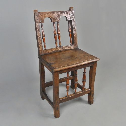 Yew and Walnut Spindle 'Back Stool' Chair C. 1600