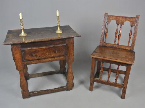 fig 1. Yew and Walnut Spindle 'Back Stool' Chair c. 1600