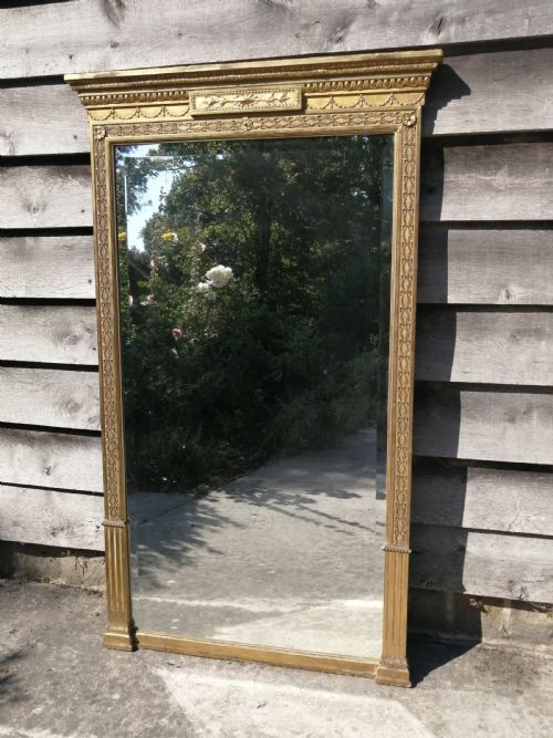 Large Regency Carved and Gilded Pier Mirror with Original Plate C. 1820