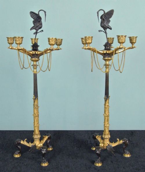 Pair Barbedienne Bronze and Ormolu Candelabra C.1880