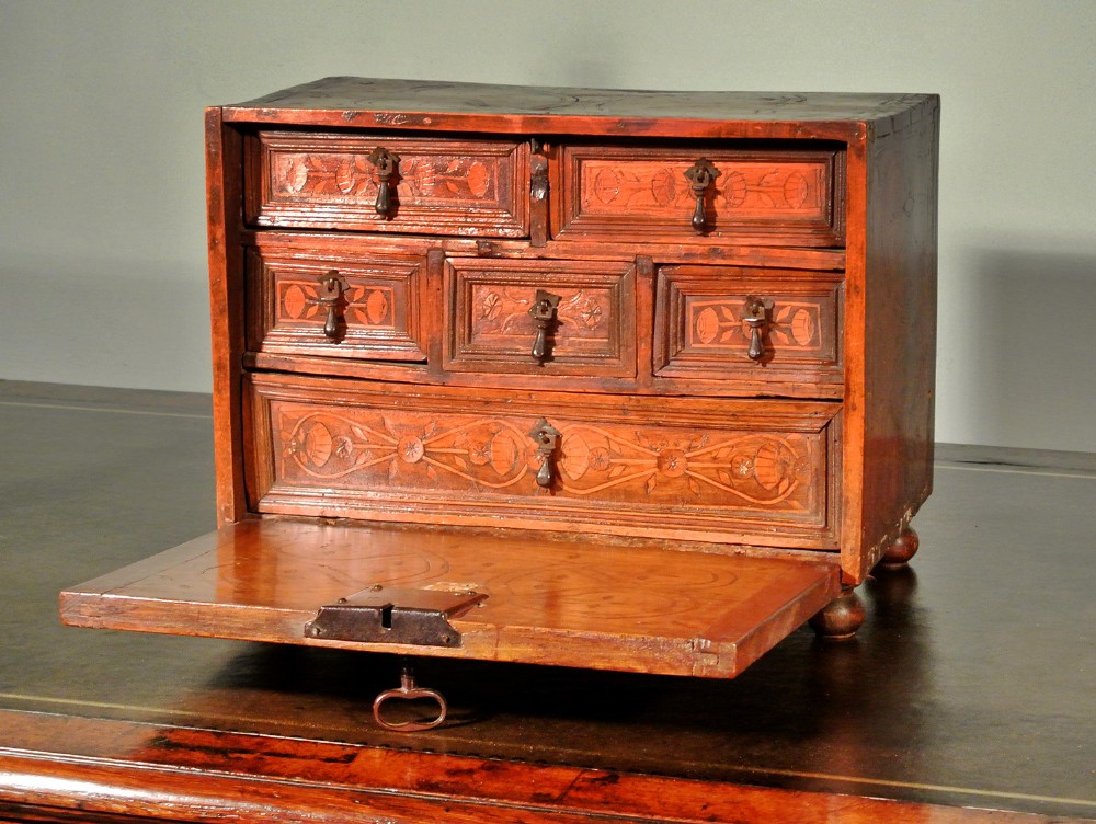 Charles II Oak and Parquetry Spice Cabinet