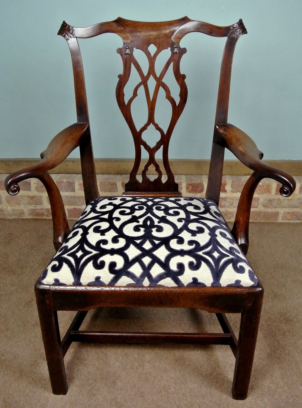 George III Cuban Mahogany Gentleman's Armchair in the Chippendale Manner  c.1765