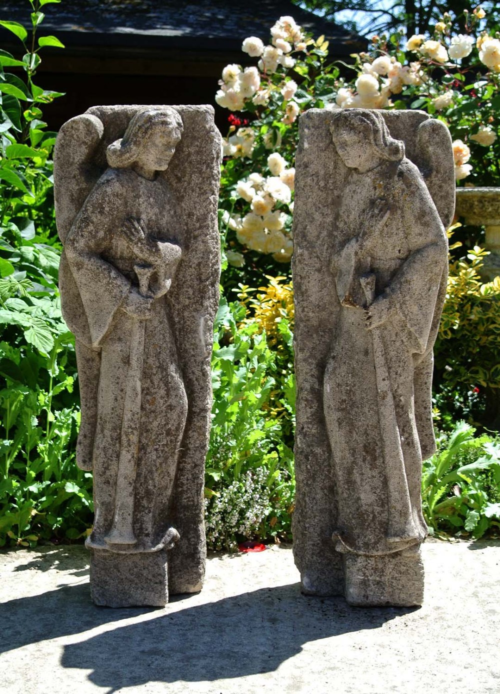 Mystery 18th Century Carved Limestone Angels 
