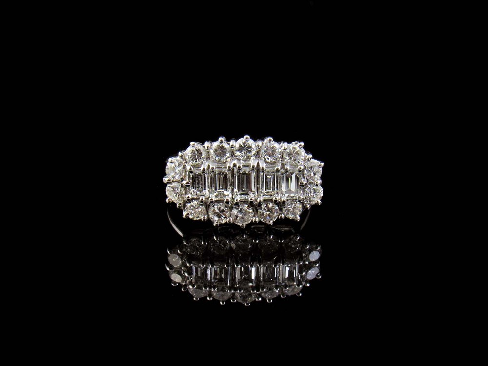 Magnificent 1960s 2.3 Carat Diamond Boat Set Ring