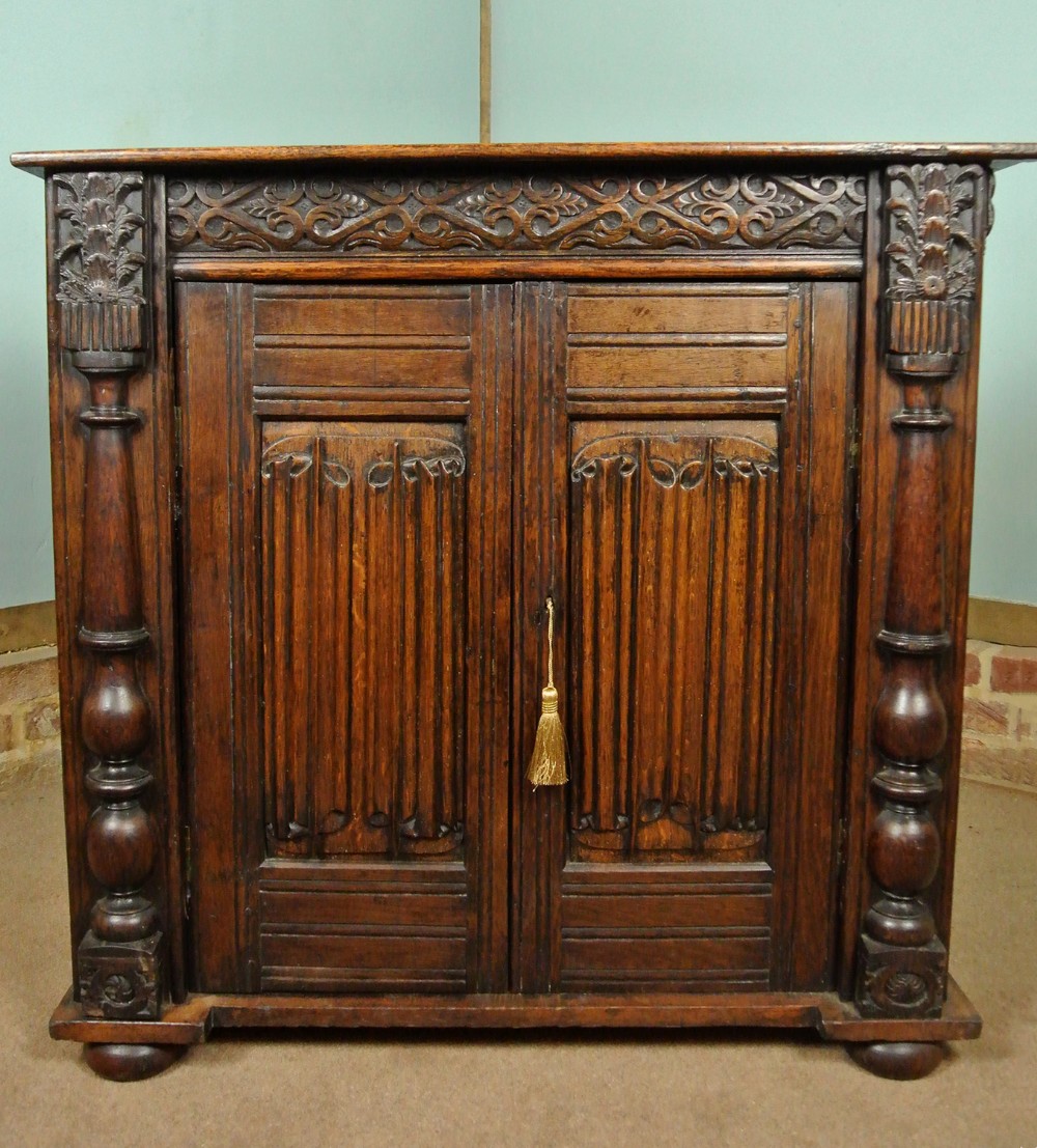 17th Century and Later Linen Fold Side Cupboard