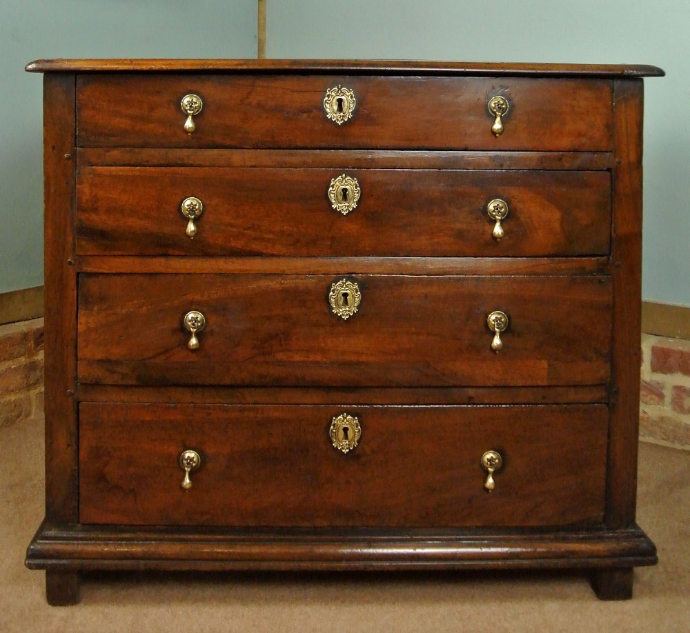Charming and Very Original Small 17th Century Solid Walnut Chest of Drawers c. 1680