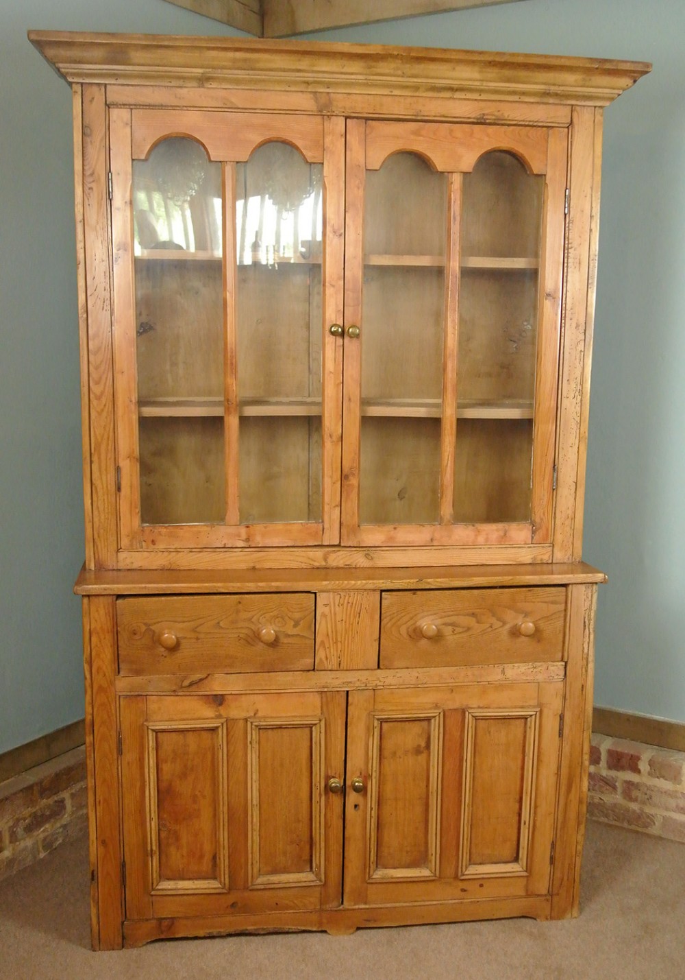 Early 19th Century Solid Pine and Glazed Dresser c.1820