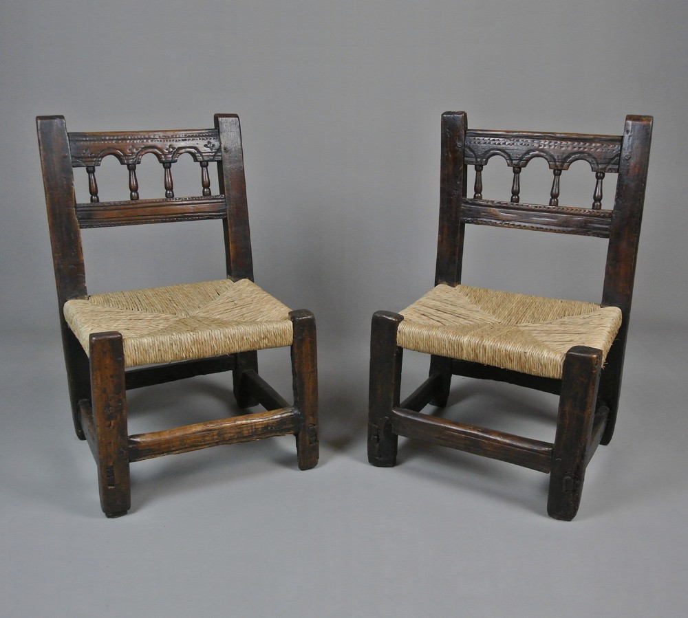 Exceptionally Rare Pair of Back Stools c. 1620