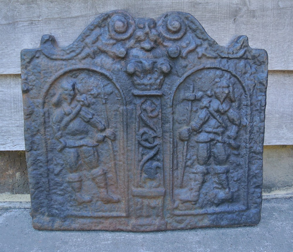 19th Century Iron Fireback of 17th Century Design