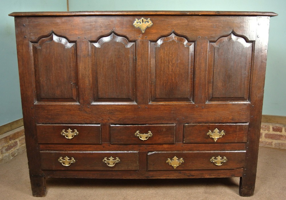 Impressive and Beautiful George II Welsh Oak Mule Chest with Original Brasses c. 1750