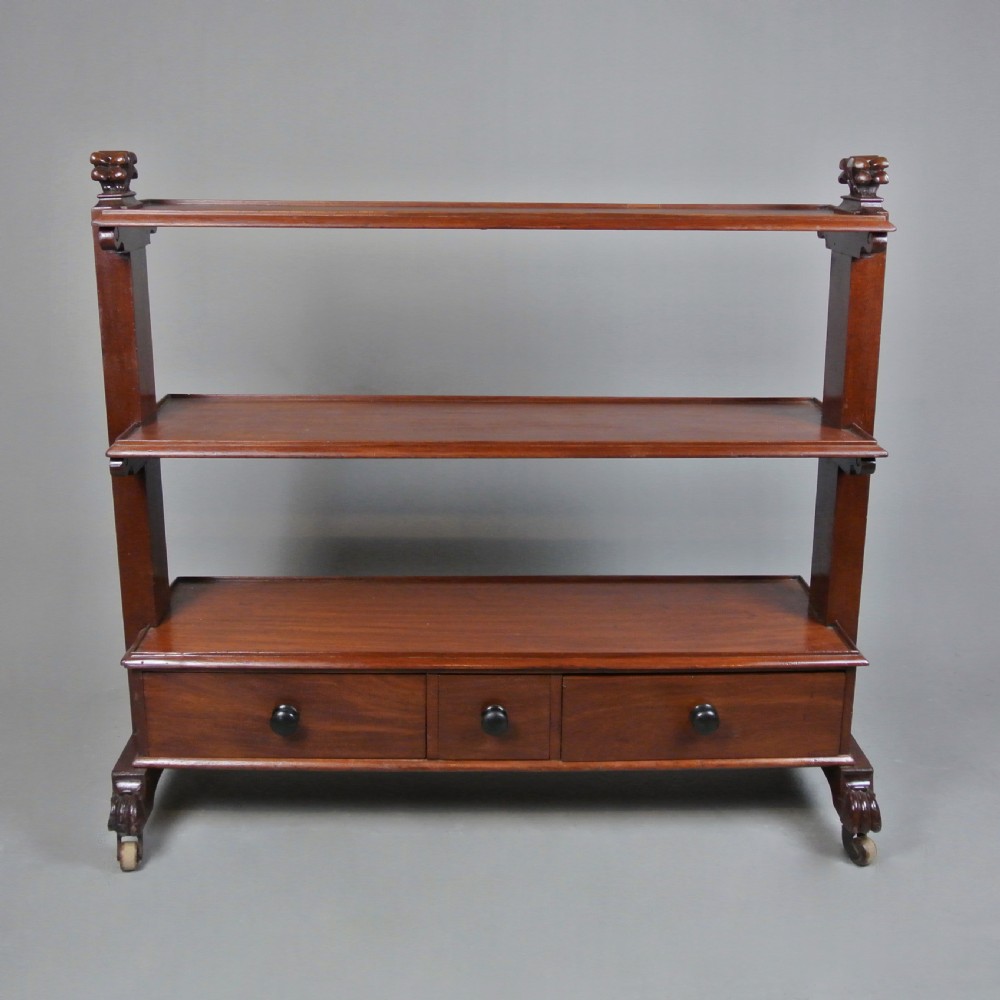 Substantial William IV Mahogany Buffet or Book Trolley c. 1840 View III