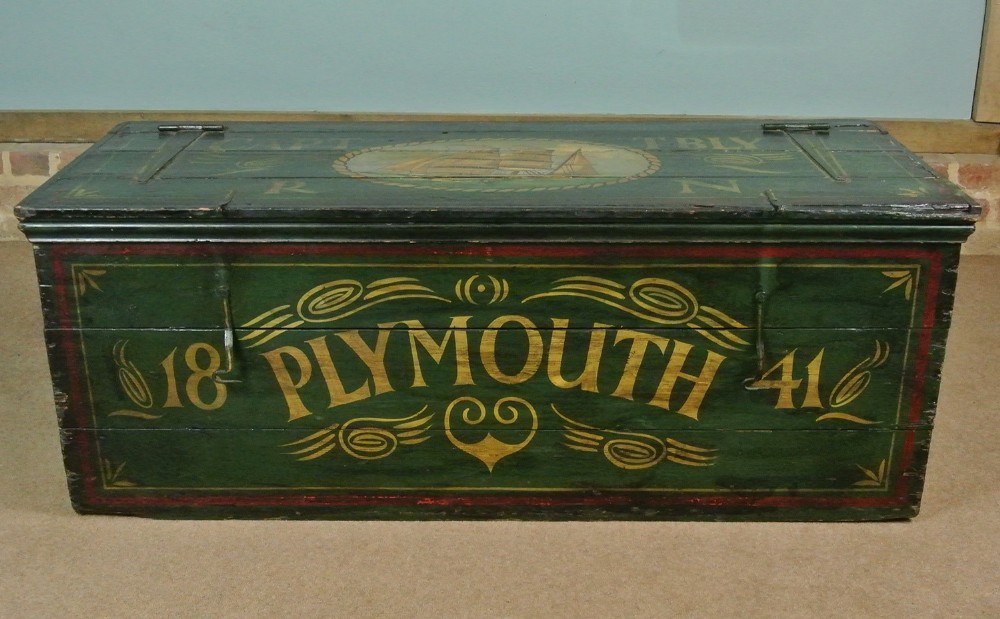 Large Green Painted Nautical Chest dated 1841