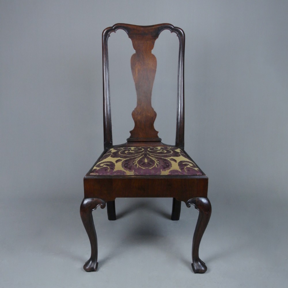 Original George II Walnut Side Chair with Braganza Feet c. 1740