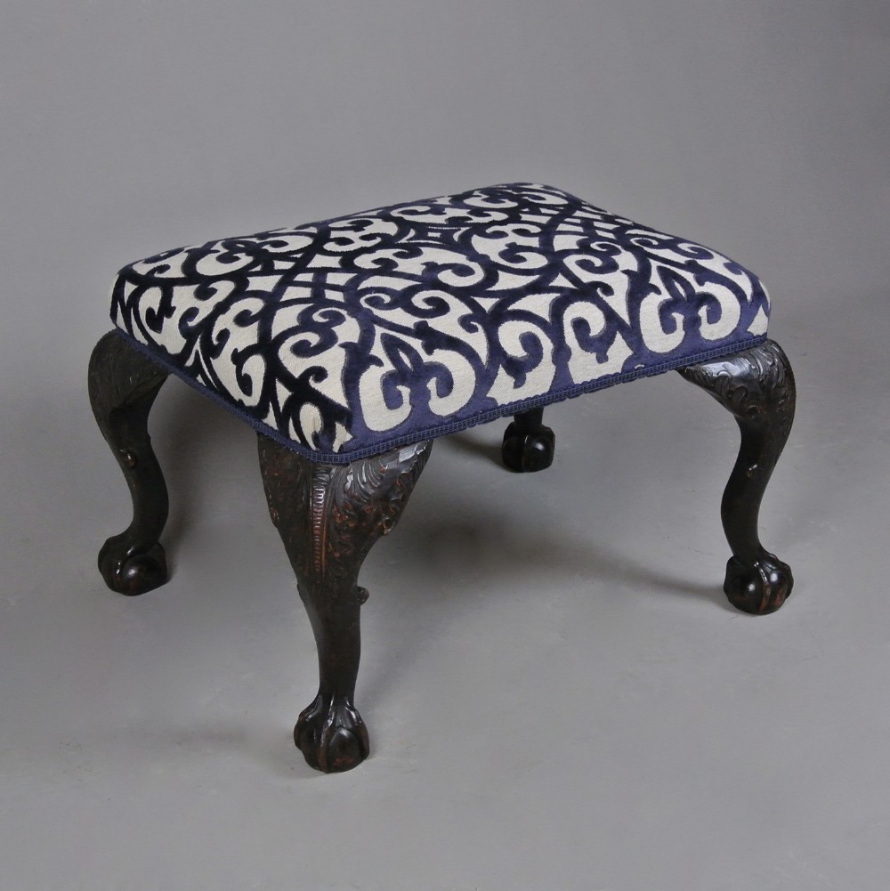 19th Century Mahogany Carved Stool of George II Design 