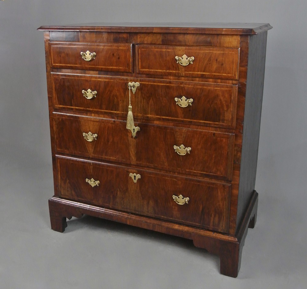 George II Walnut and Featherbanded Chest of Drawers c. 1750