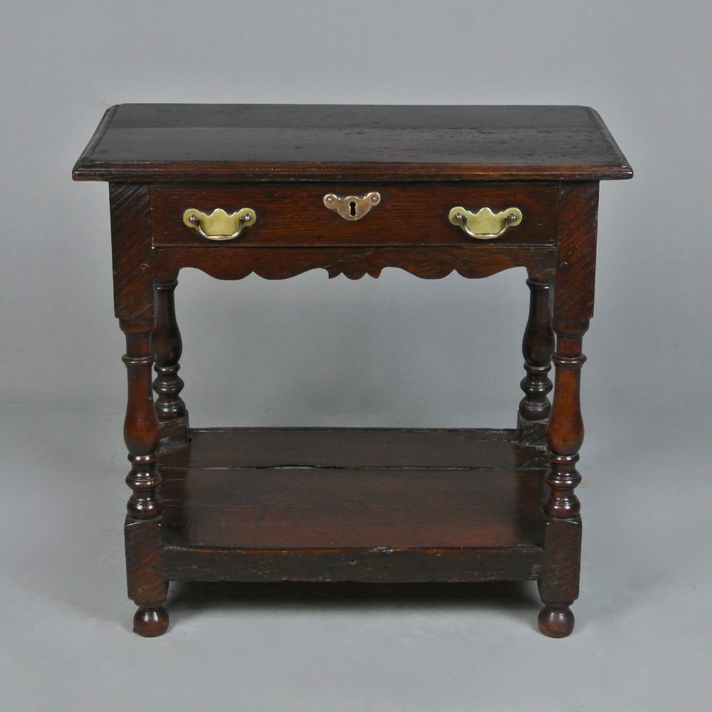 Rare 17th Century Oak Side Table with Maker's Brand L. W. c. 1680
