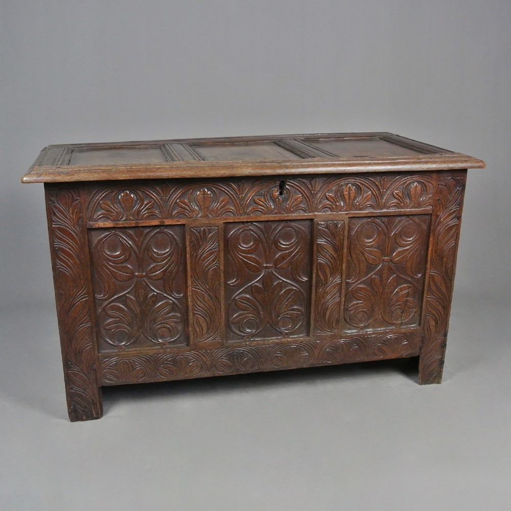Very good Mid 17th Century West Country Oak Coffer c. 1650
