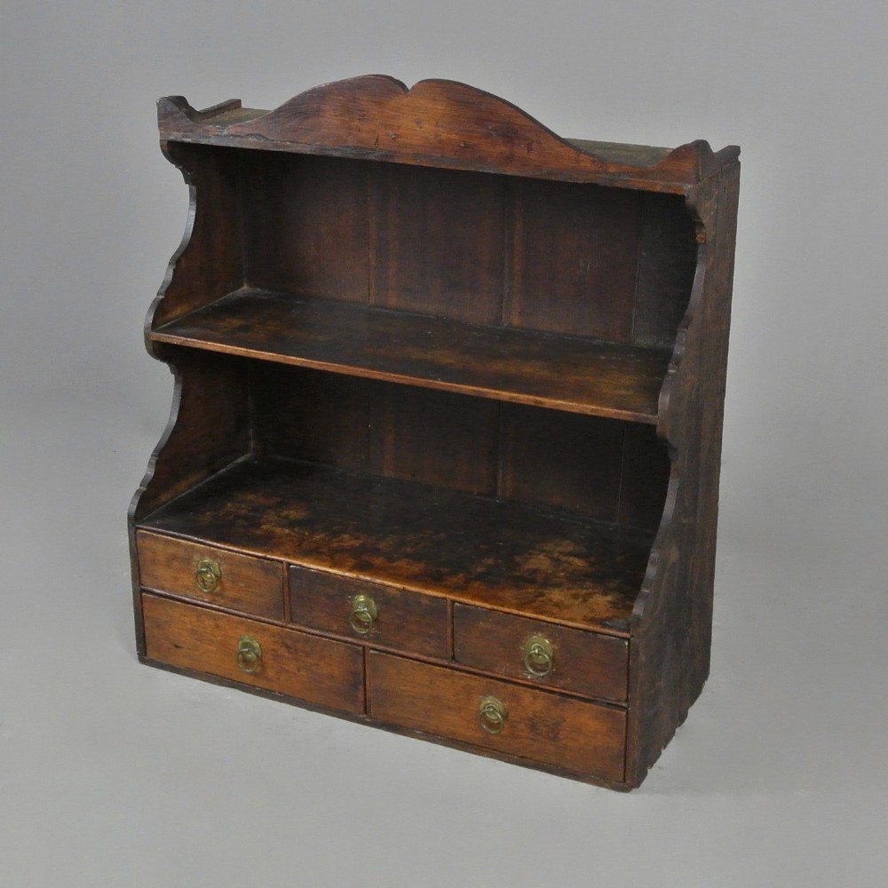 George II Oak Wall Hanging Shelved Spice Rack c. 1750
