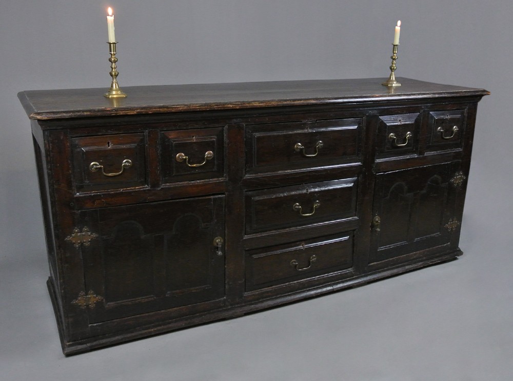 Substantial Queen Anne Elm and Oak Enclosed Dresser c. 1700