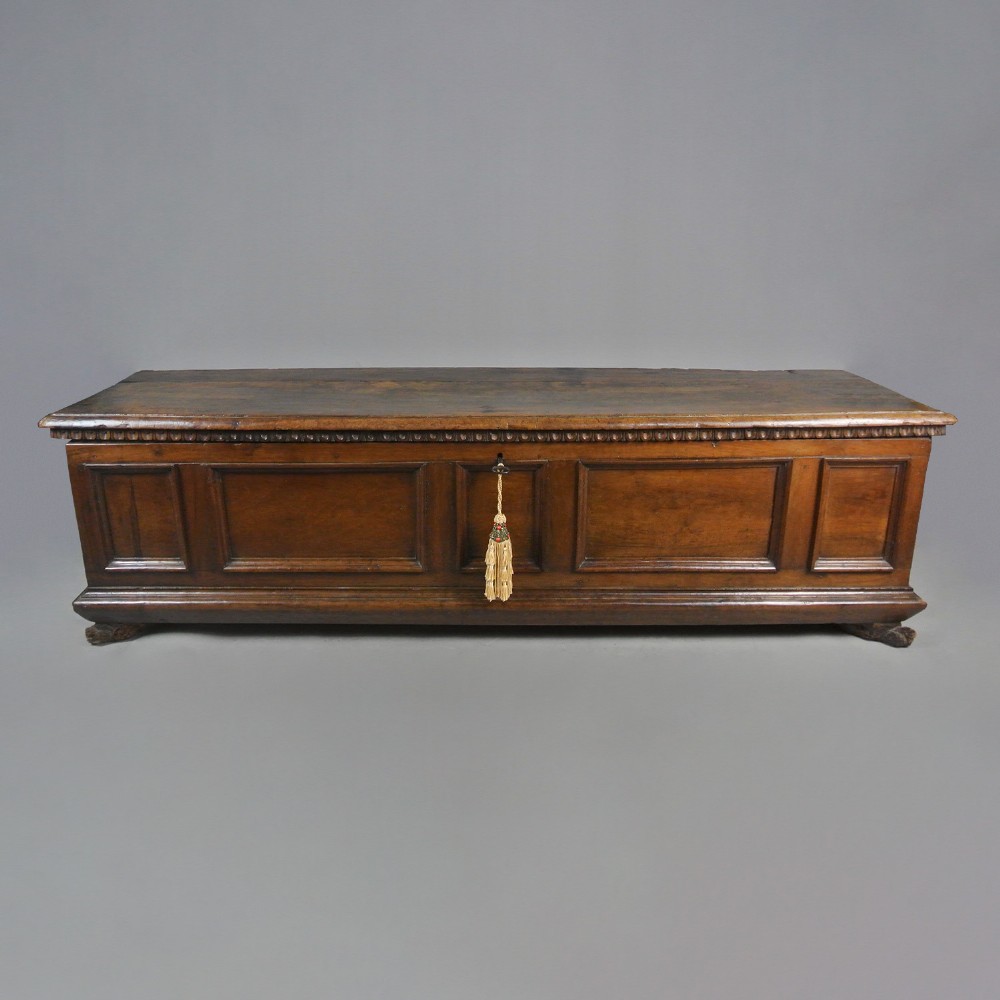 Impressive 17th Century Italian Walnut Cassone c. 1680