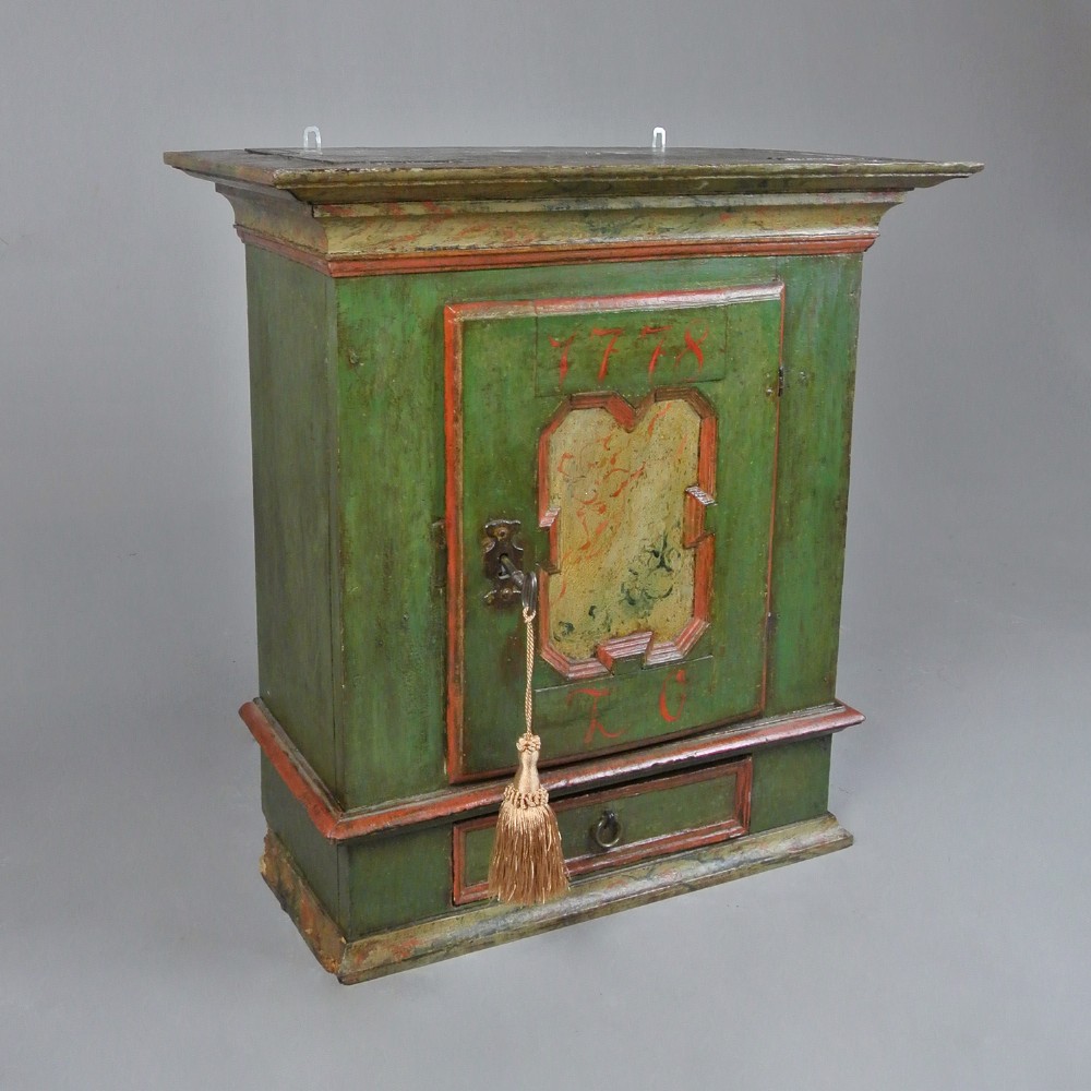 Painted Late 18th Century Swedish Wall Cabinet dated 1778