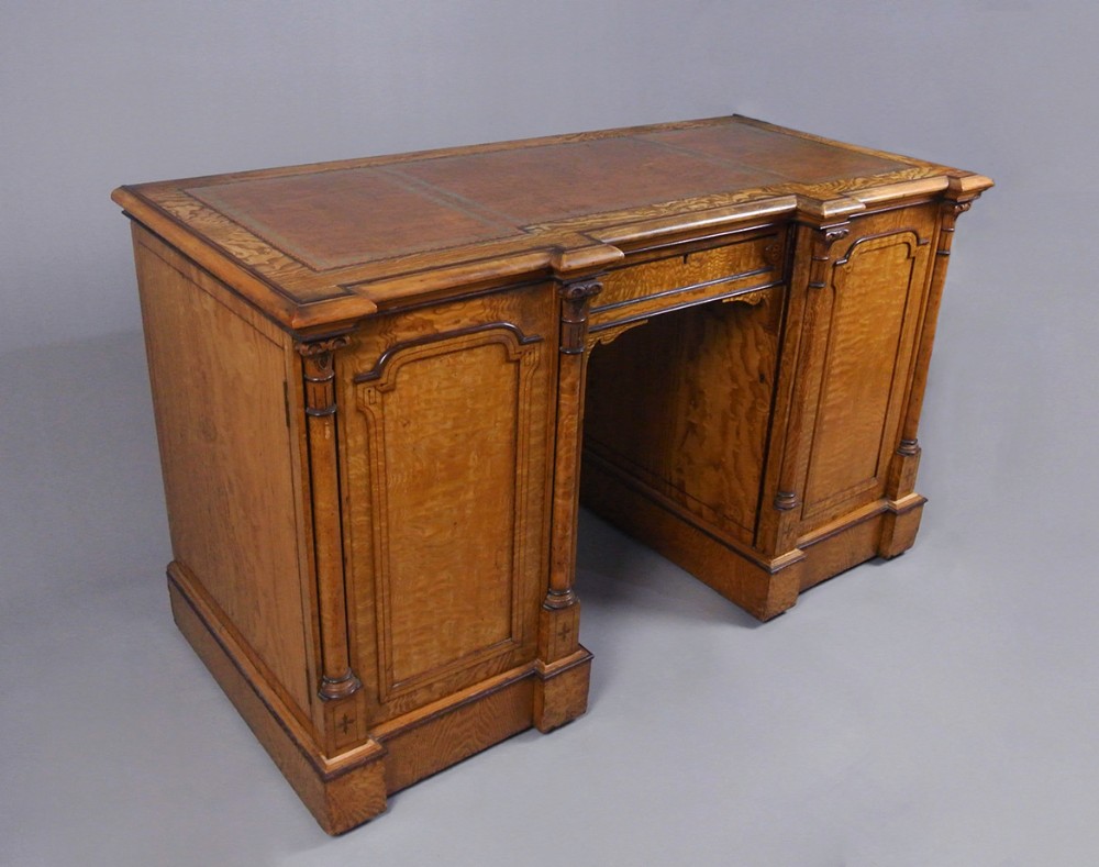 Superb Hungarian Ash Desk Attributed To Howard & Sons  C. 1875