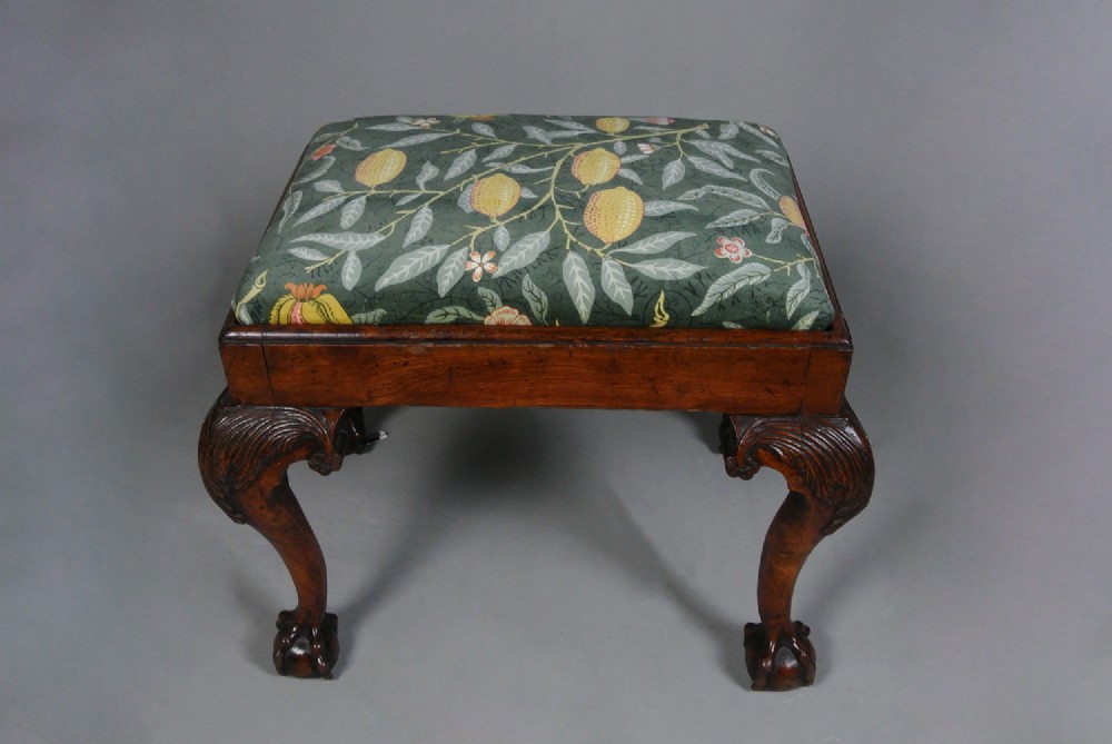 Solid Elm George III Ball and Claw Footed Stool c. 1760