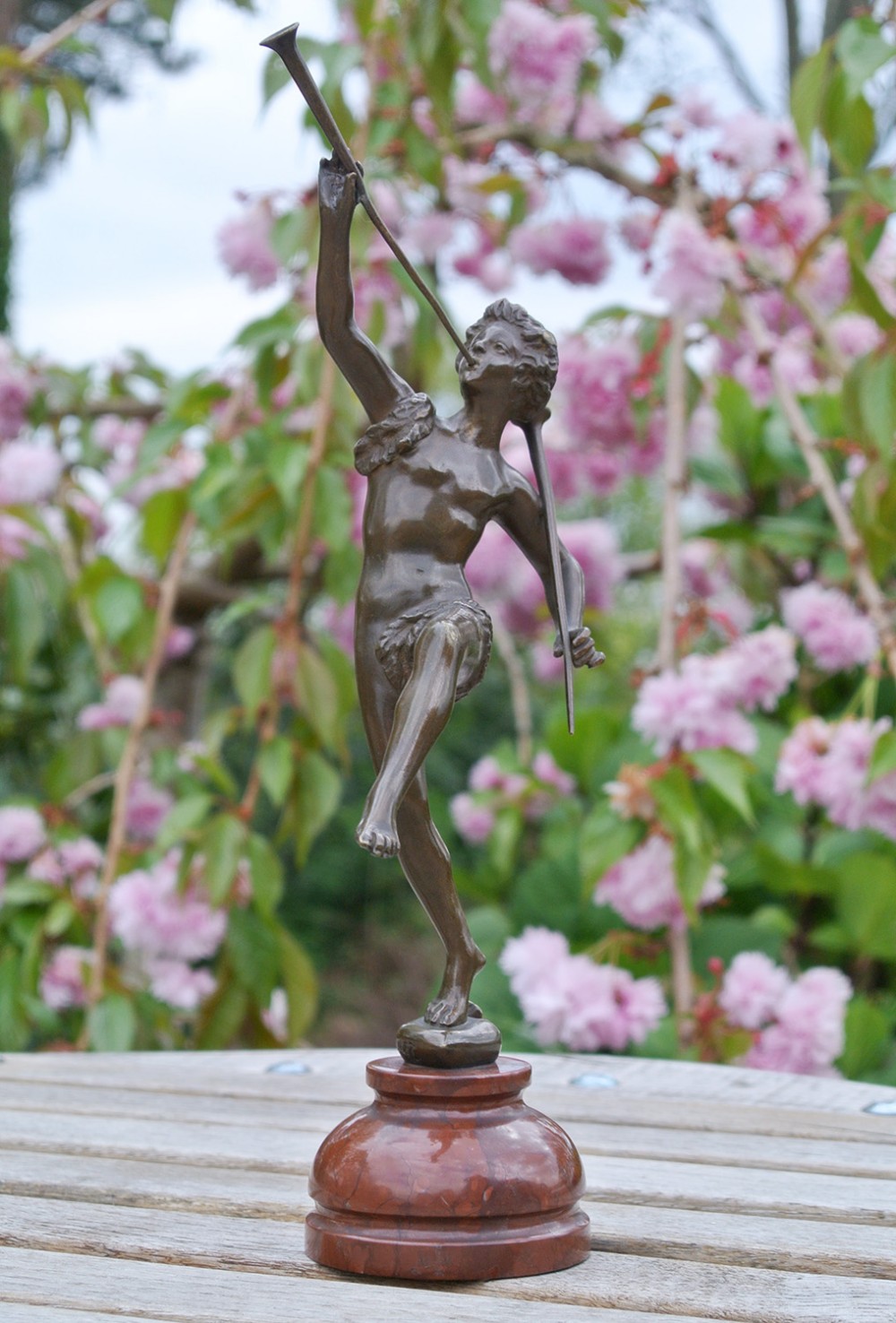 Fine Victorian Bronze of Boy with Trumpets by Ernst Rancoulet c. 1900