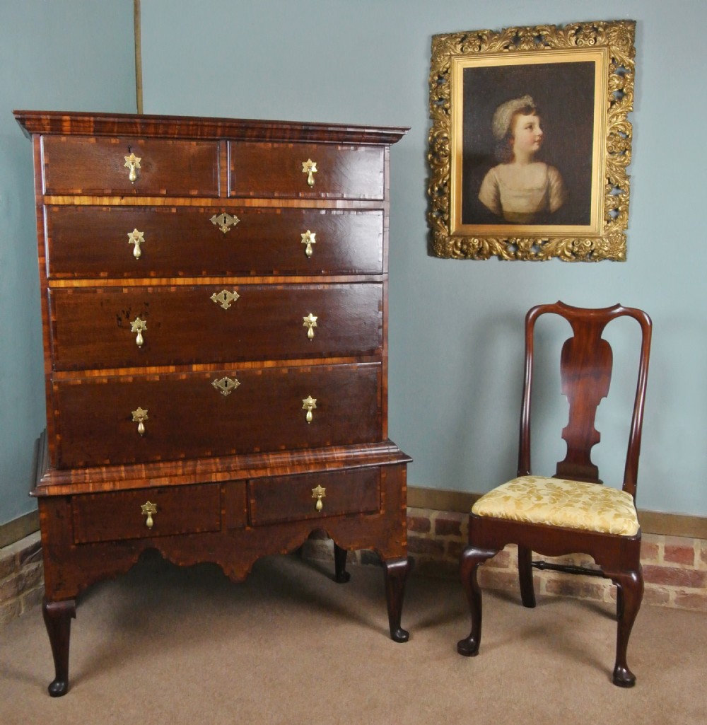 Rare And Exceptional George I Oak And Laburnum Chest On Stand C. 1720 View III