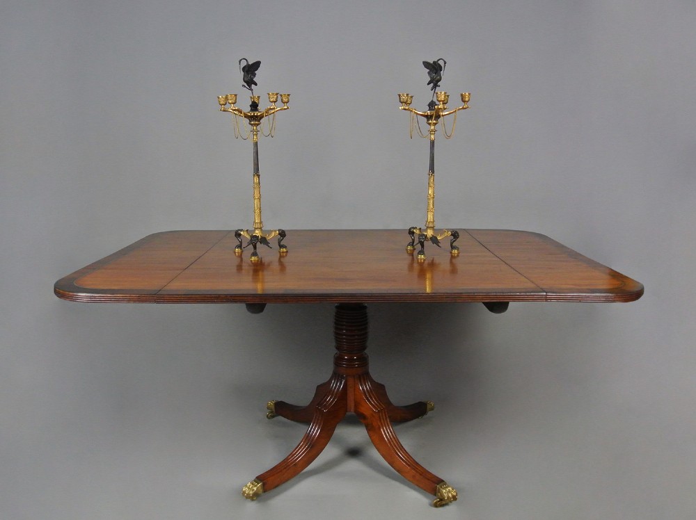 Regency Brass Inlaid Mahogany & Rosewood Dining Table c. 1820