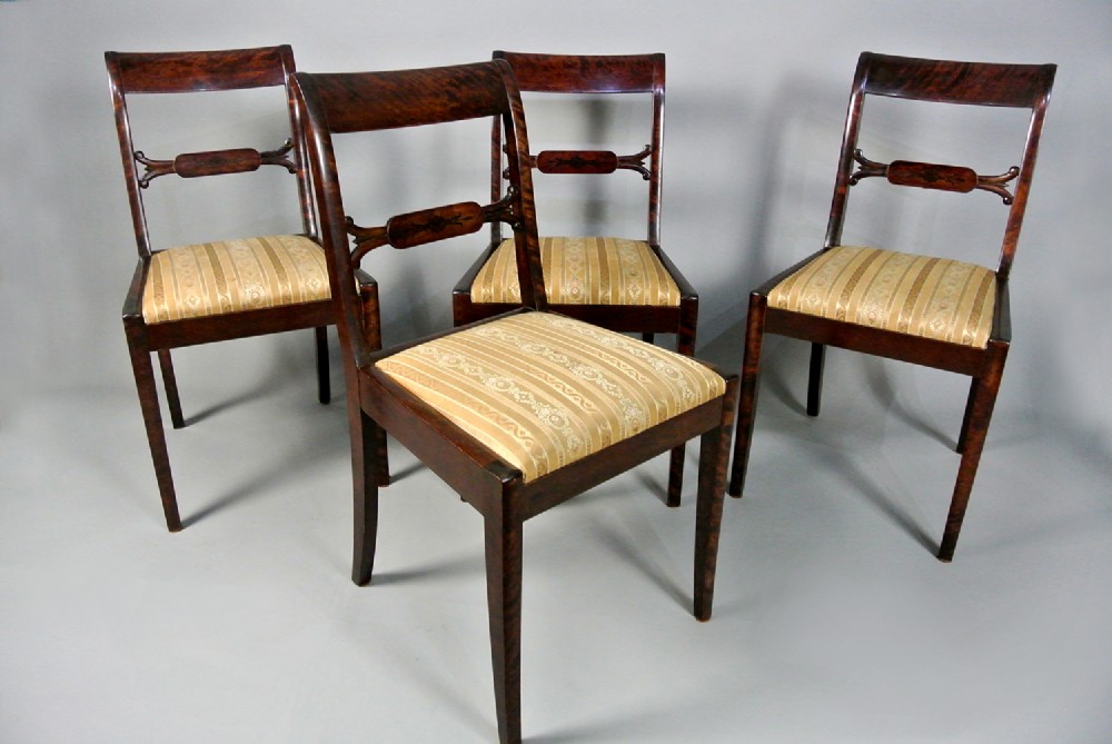 BEAUTIFUL SET OF FOUR REGENCY MAPLE DINING CHAIRS C. 1830